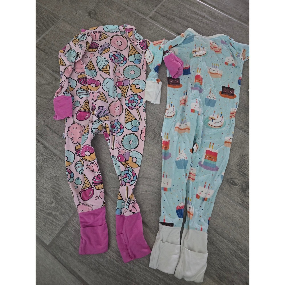 Little‎ Sleepies Zippy 6-12M Bamboo Pajamas Lot of 2 Sweet Treats Birthday Cake